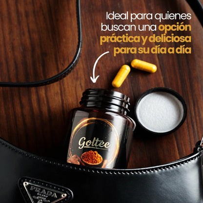 Cápsulas Golden Milk |  Cúrcuma, Jengibre, Cardamomo | Goltee®