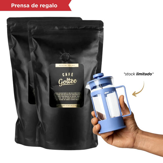 2 Cafés de 500 gr Con Prensa Francesa de Regalo